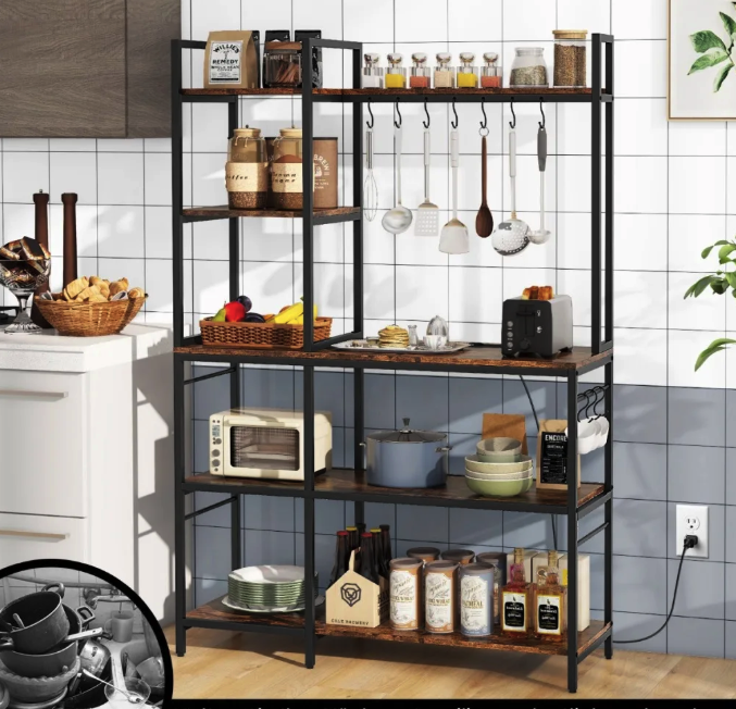 Стелаж Costway Kamel 5-ярусний з 2 розетками в стилі Loft Киев - изображение 4