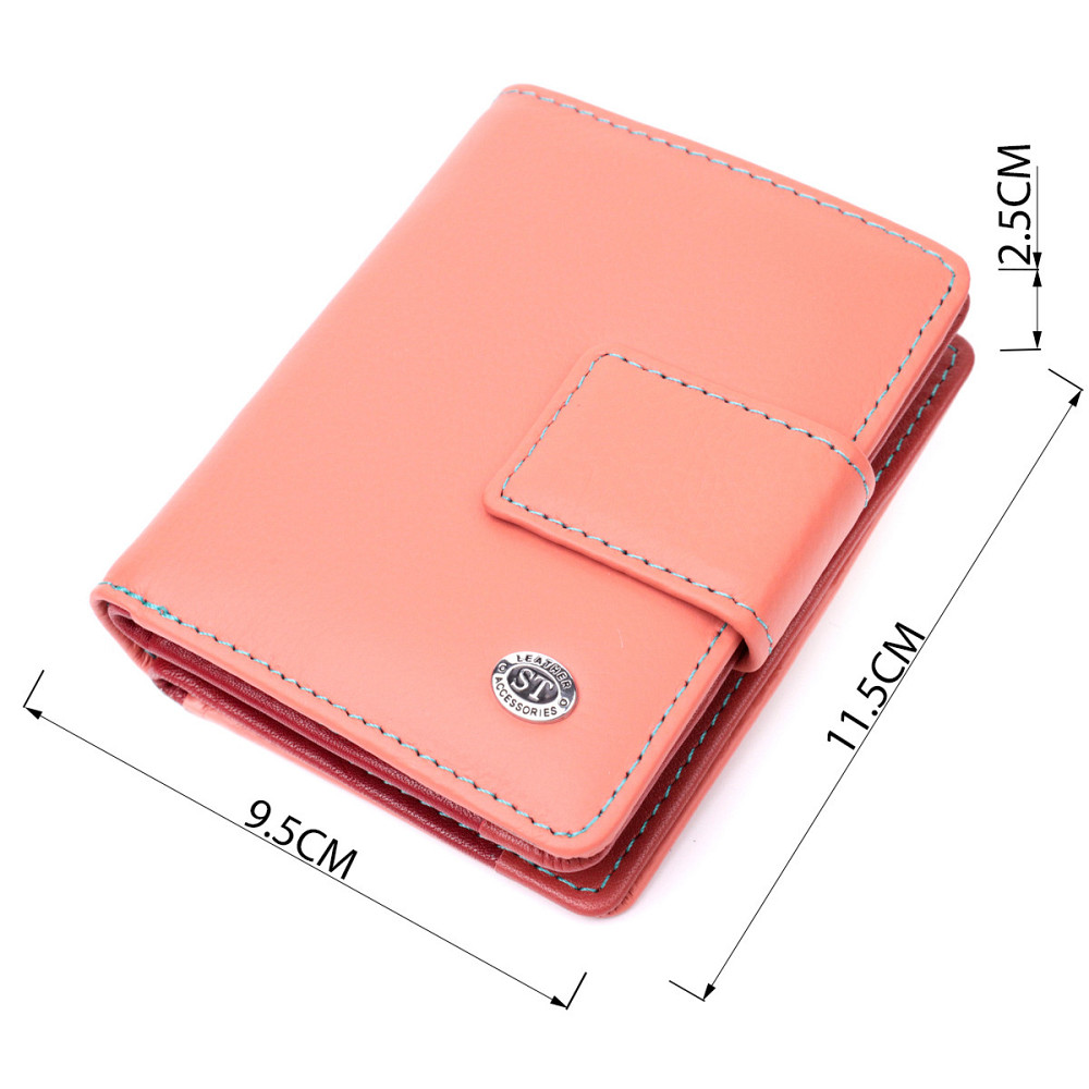 Кожаный женский вертикальный кошелек небольшого размера Оранжевый (ST Leather) Киев - изображение 7