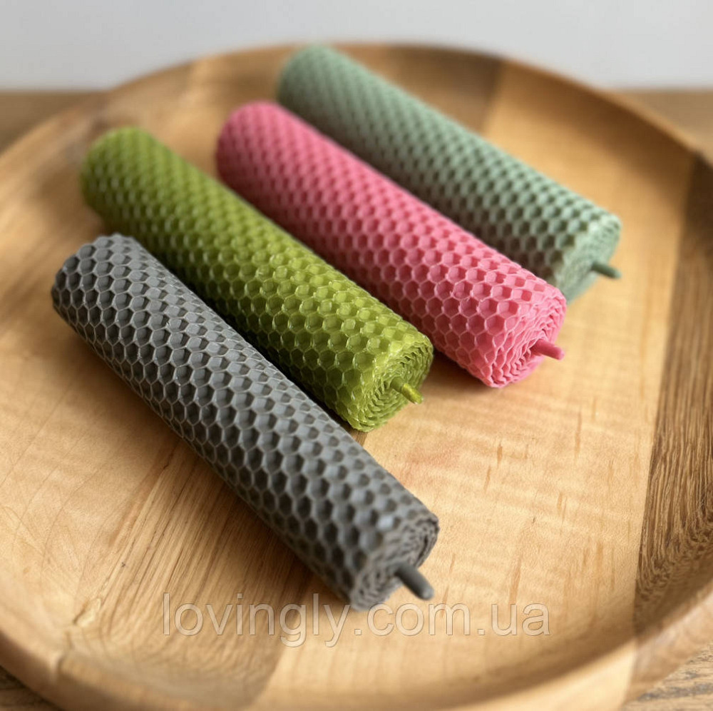 Набор цветных свечей из натуральной вощины ручной работы. Ирпень - изображение 2