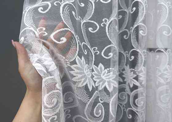 Короткая тюль, высота 1,6 м., жаккард цвет белый 1780т Киев