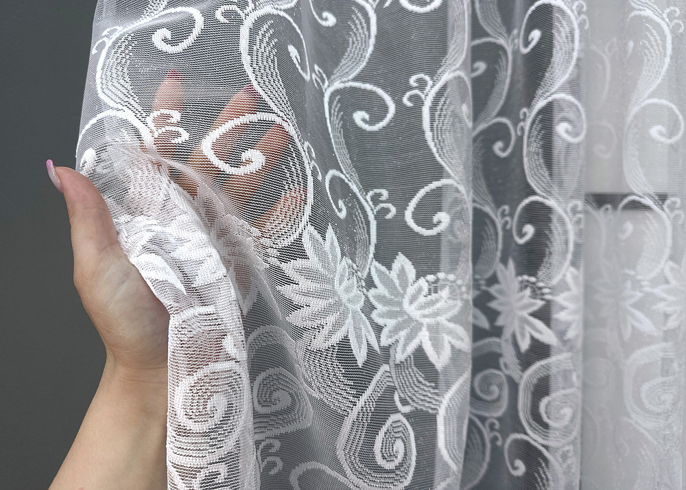 Коротка тюль, висота 1,6 м., жакард колір білий 1780т Київ - фото 3