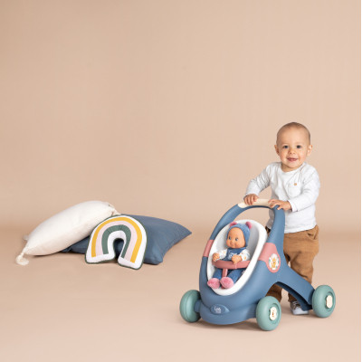 Коляска для ляльок Smoby Little для прогулянок 3в1, з пупсом, синій (140308) Вінниця - фото 4