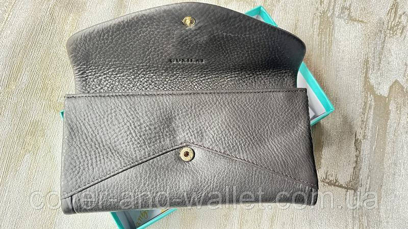 Тонкий м'який жіночий гаманець із міцної шкіри коричневого кольору Guxilai Київ - фото 6