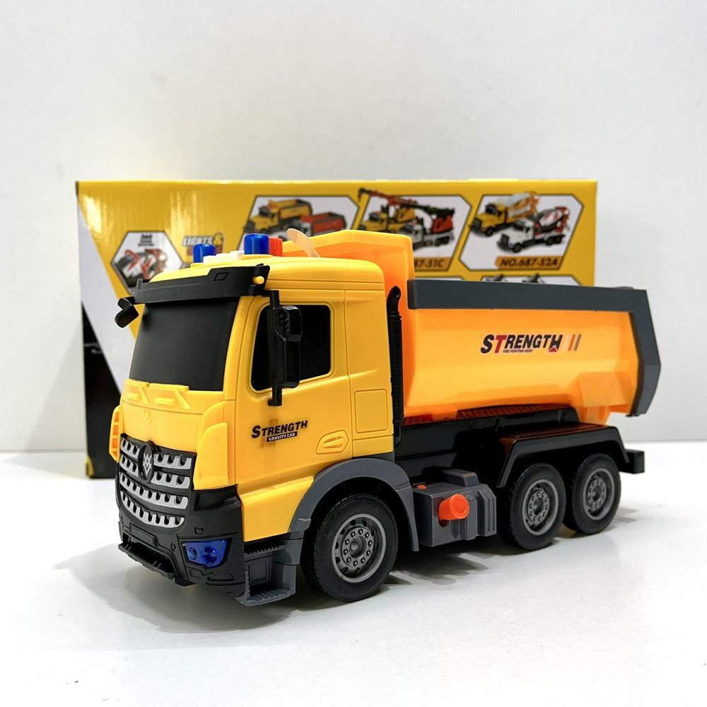 Спецтехніка машинка Самоскид світло звук інерційний механізм рухомий кузов Жовтий (687-54C) Чернігів - фото 4