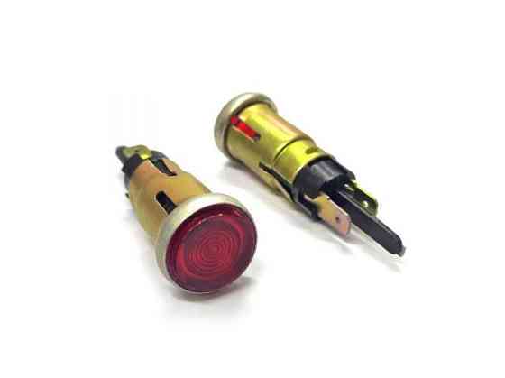 Лампа контрольная (сигнальная) МТЗ 12V глазок красная в сборе с лампой Харьков
