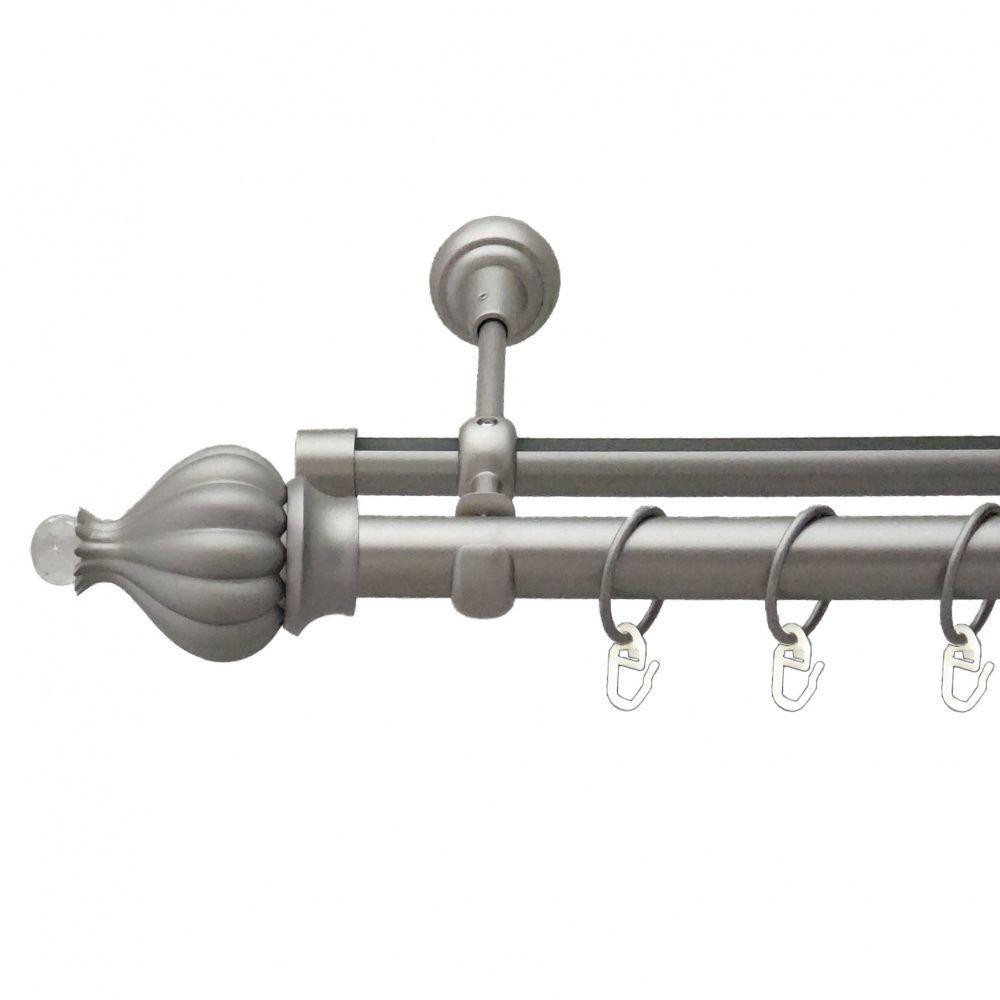 Карниз Orvit Таджа-Кристал металевий дворядний опозитний гладка \ профільна труба кільце металеве Сатин 25\19 мм 160 см (6452766) Львів - фото 1