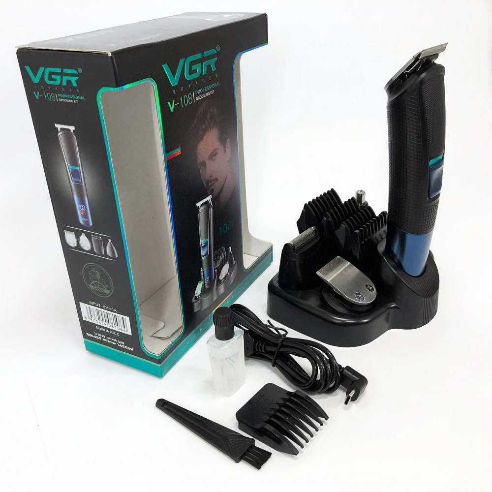 Чоловічий набір для стрижки волосся акумуляторний VGR V-108, Машинка для стрижки голови SK-74 Львів - фото 7