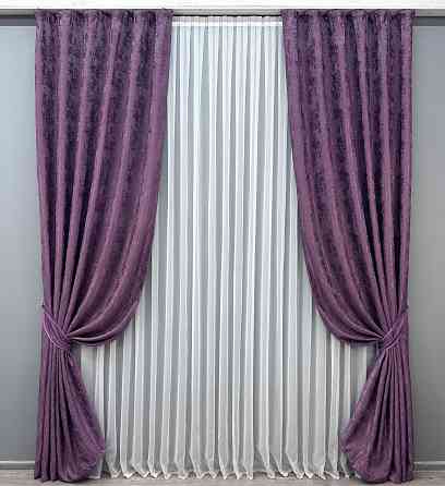 Комплект готовых штор VR-Textil Жаккард Sultan YL № 1547ш Фиолетовый 100х270 см 2 шт (31-723) Киев