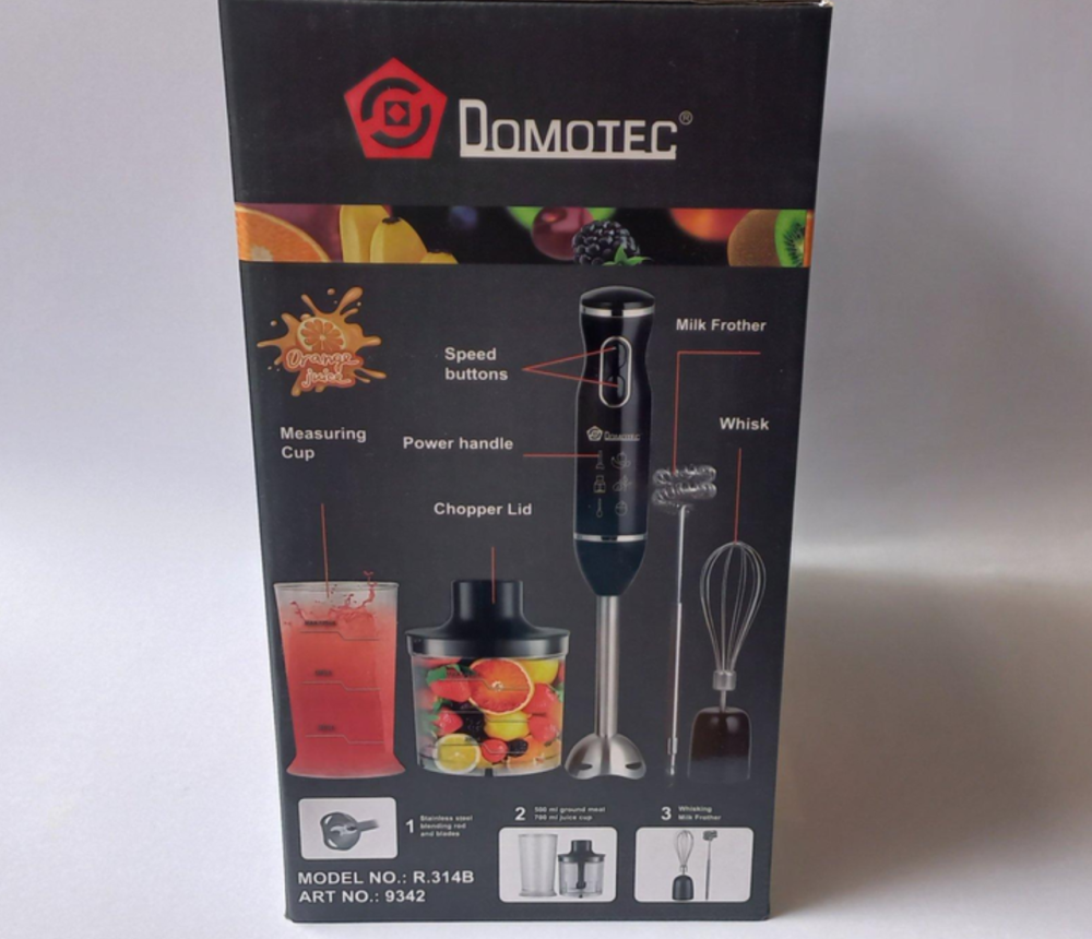 Кухонй блендер ручний 5в1 Domotec R.314B чорний 800Вт Потужний побутовий універсальний з мірною склянкою Львів - фото 7