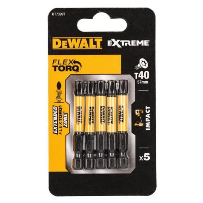 Набір біт DeWALT IMPACT TORSION, ударні, Torx, Т40, L=57 мм, 5 шт (DT7399T) Вінниця - фото 1