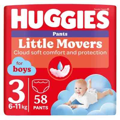 Підгузки Huggies Little Movers/Pants 3 Mega 6-11 кг для хлопчиків 58 ш (5029053547473) Вінниця