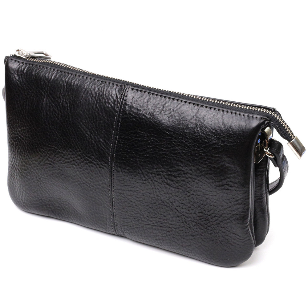 Якісний жіночий клатч із натуральної шкіри GRANDE PELLE 11658 Чорний Київ - фото 2