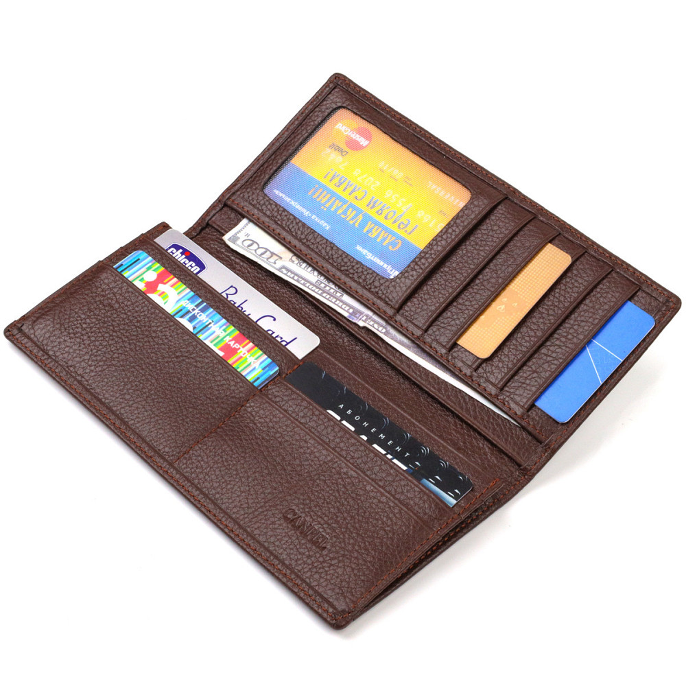 Мужской вертикальный бумажник без застежки из натуральной кожи CANPELLINI 21904 Коричневый Киев - изображение 3