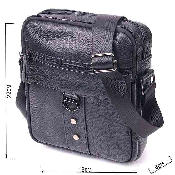 Практична чоловіча сумка з натуральної шкіри 21291 Vintage Чорна Київ