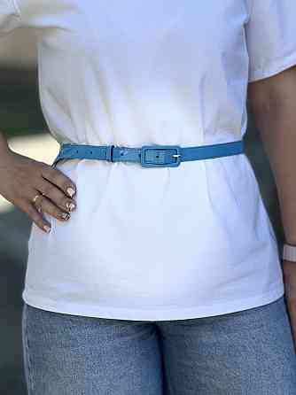 Ремінець лакований вузький "Milano" Блакитний Київ