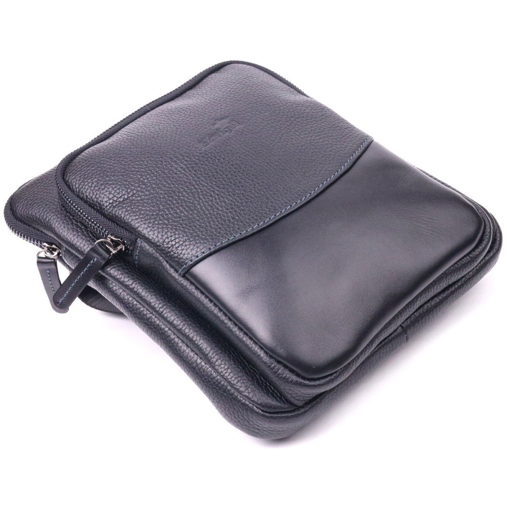 Мужская сумка из комбинированой натуральной кожи SHVIGEL 18720 Черная Киев - изображение 5