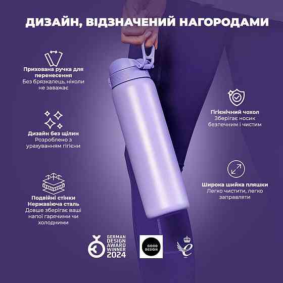Питна пляшка для спорту Спортивна пляшка для води Фітнес пляшка Спорт пляшка ION8 920 мл Київ
