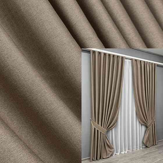 Комплект готовых штор VR-Textil Шенилл однотонный № 1906ш Светло-коричневый (32-266) Киев