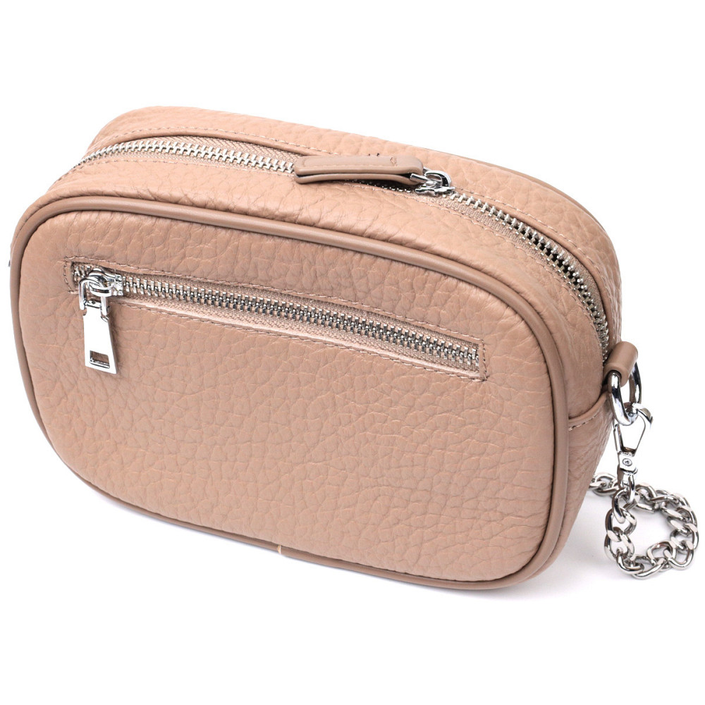 Женская кожаная сумка декорированная металлическими кнопками Vintage 22335 Бежевая Киев - изображение 2