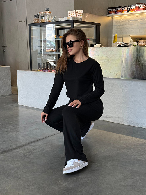 Жіночий костюм штани з лонгслівом рубчик Бежевий Харків - фото 8