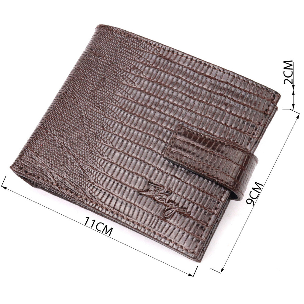 Практичний чоловічий гаманець із фактурної шкіри KARYA 21036 Коричневий Київ - фото 9