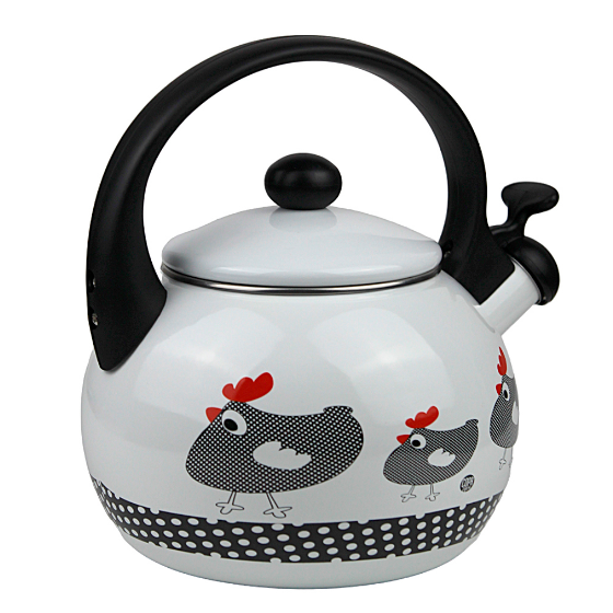 Чайник 2,2л емальований зі свистком з малюнком "пташки" білий KAMILLE Житомир - фото 4