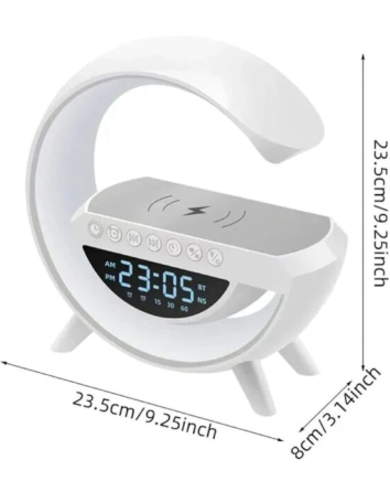BT-3401 Bluetooth-колонка 3 в 1 с цифровыми часами, беспроводной зарядкой и LED-ночником, 7 цветов, белая Киев