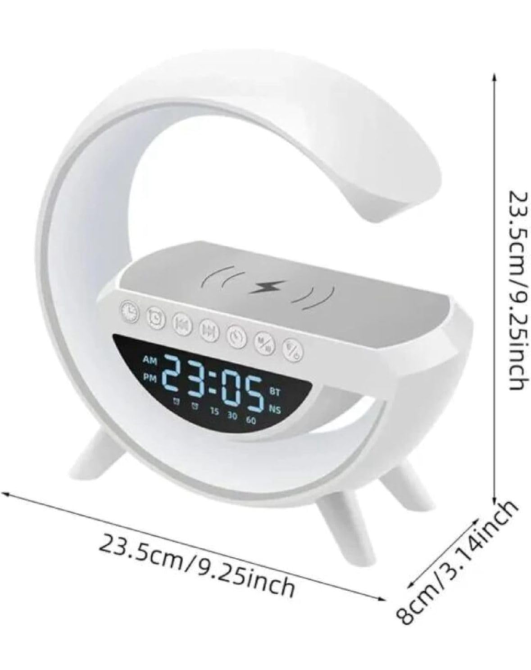 BT-3401 Bluetooth-колонка 3 в 1 с цифровыми часами, беспроводной зарядкой и LED-ночником, 7 цветов, белая Киев - изображение 3