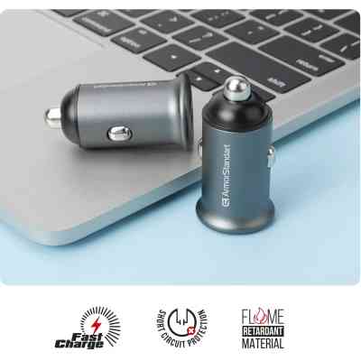 Зарядний пристрій Armorstandart Car USB Type-C PD20W + USB QC 3.0 Grey (ARM65439) Вінниця