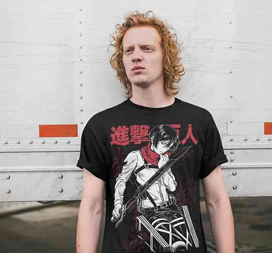 Футболка аниме Атака титанов оверсайз (S/M/L) Черний AnimeJ1057 Днепр
