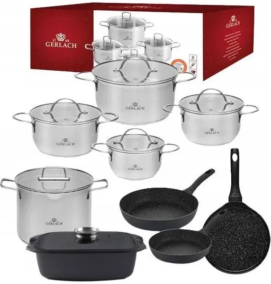 Gerlach Fine Каструлі 8el. + Сковорідка Naleśnikowa Ambiente 7l Жаровня Сковорідки (FINEGERN17) Киев - изображение 1
