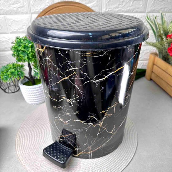 Відро з педаллю 10л Чорний мармур "ELIF" Харків