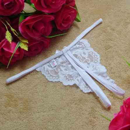 Еротичні білі трусики жіночі з розрізом - розмір універсальний, (на резинці, тягнуться) Київ