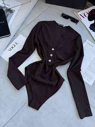 Жіноче тепле базове боді з ангори рубчик Шоколад, 48/50 Одеса