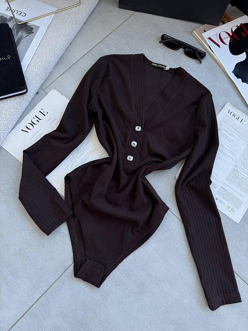 Женское теплое базовое боди из ангоры рубчик Шоколад, 48/50 Одесса - изображение 1