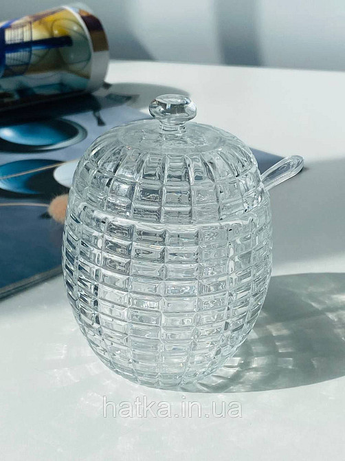 Медовниця банку для меду "Різнотрав'я" 230 мл скло з пластиковою ложкою Київ - фото 1