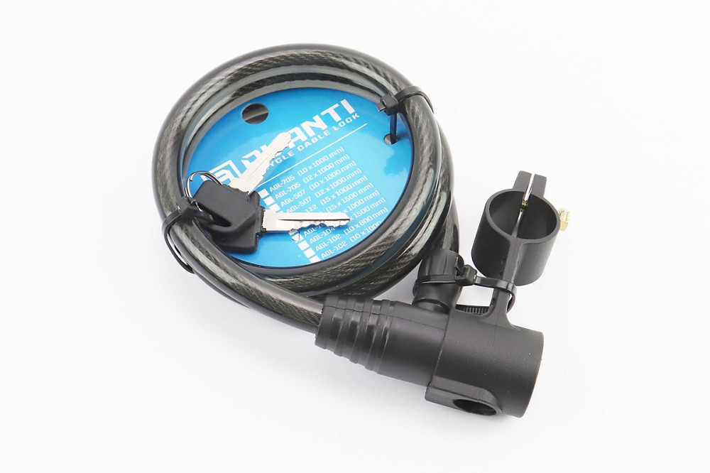 Замок протиугінний тросовий 1000х12мм під ключ, кріплення за трубу сидіння, AGL-104 Київ - фото 1