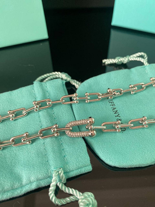 Тиффани цепь крупная посеребрение / с цирконием / упакована в мешочек Tiffany Одесса - изображение 2