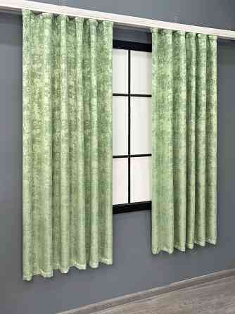 Комплект коротких штор VR-Textil Жакард Sultan XO № 1147ш Світло-оливковий 140х170 см 2 шт (35-0420) Київ