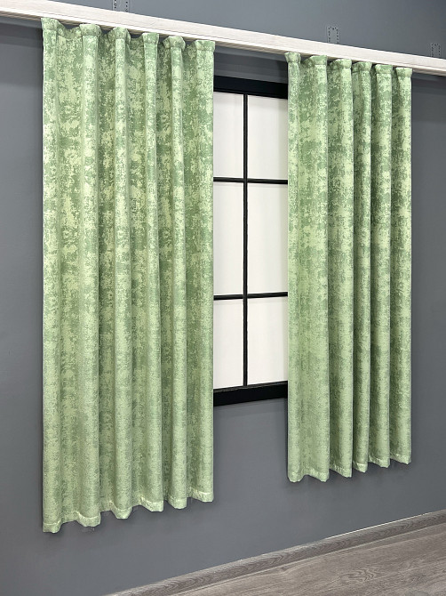 Комплект коротких штор VR-Textil Жакард Sultan XO № 1147ш Світло-оливковий 140х170 см 2 шт (35-0420) Київ - фото 3