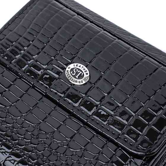 Жіночий фактурний гаманець із натуральної шкіри ST Leather 22706 Чорний Київ