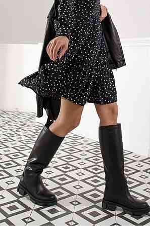 Високі чоботи на зиму жіночі з натуральної шкіри на низькому ходу чорні р. 38, 40, 41 / Стильні Коломия