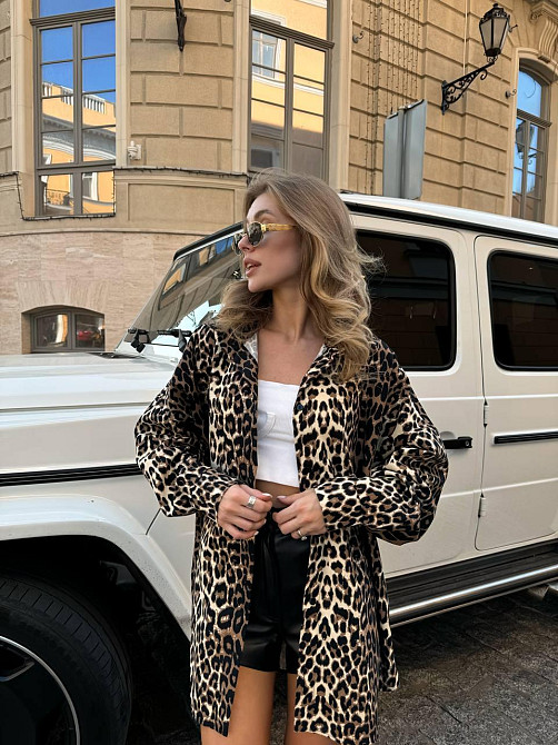 Жіноча леопардова оверсайз сорочка з джинсу Одеса - фото 8