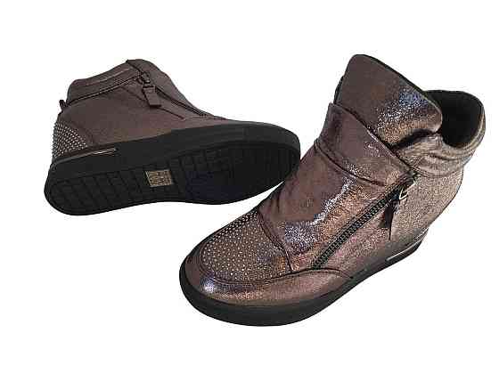 Снікерси жіночі Bosida бронзовий еко-шкіра 37р. танкетка 5см ( -6) Коломия