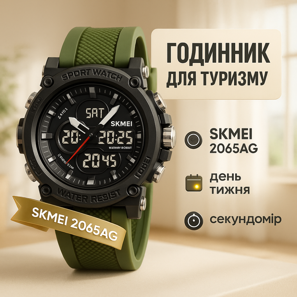 Чоловічий армійський водостійкий тактичний годинник SKMEI 2065BKWT, Армійський годинник протиударний MC-27 Львів - фото 13