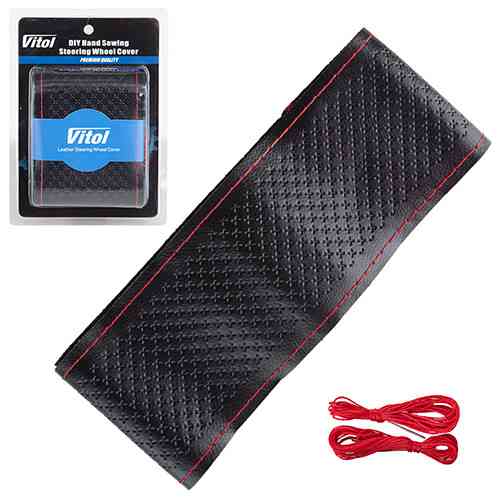 Чохол на кермо VLOD-SF030-1 M чорний шкіряний з одним швом, обшивний Харків