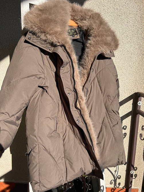 Куртка жіноча Lady Yep 9051 парка подовжена широка оверсайз хутро комір, коричневий, 44-48 Одеса - фото 7