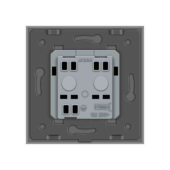 LIVOLO Електрична розетка вологозахисна з кришкою IP44 з заземленням, LIVOLO, сіра, скляна рамк Коломия