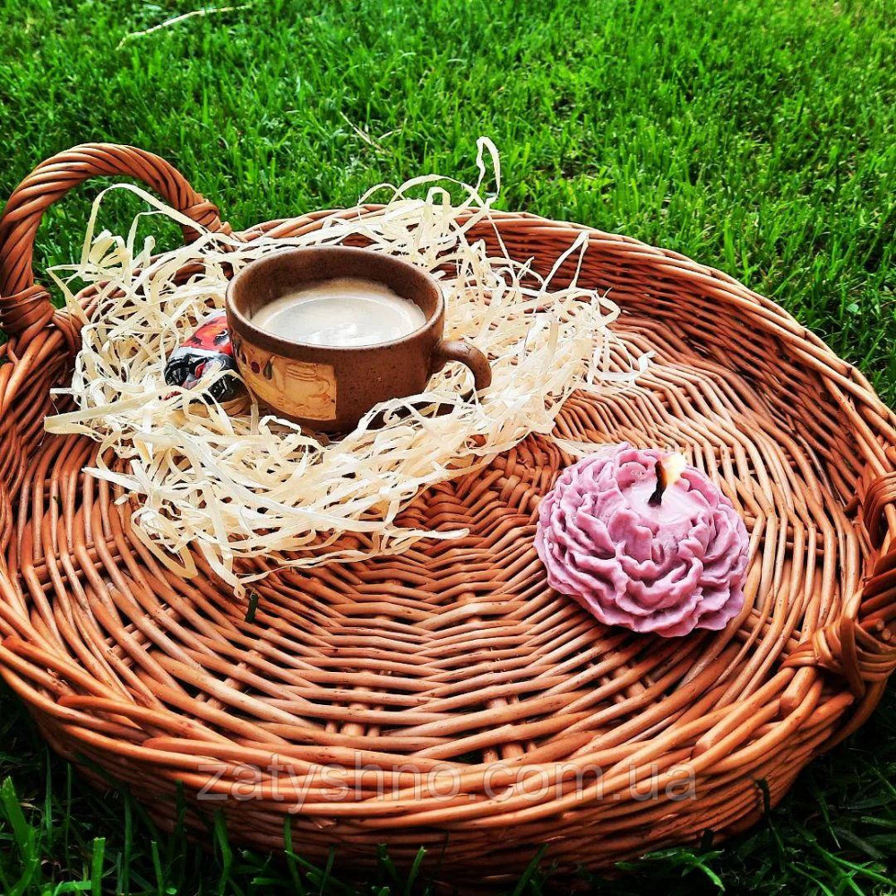 Поднос плетеный из лозы, круглый с ручками Киев - изображение 2