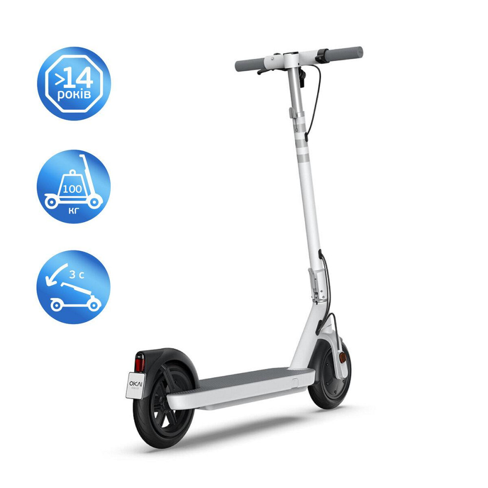 Електросамокат OKAI ES10-NEON Lite 9", 300W, 7.8Ah, 30km, 25km h, 20%, NFC, App, колір білий ES10-W Одеса - фото 4